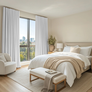 White Linen Thermal Curtains with Multitape