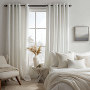 White Linen Thermal Eyelet Curtains