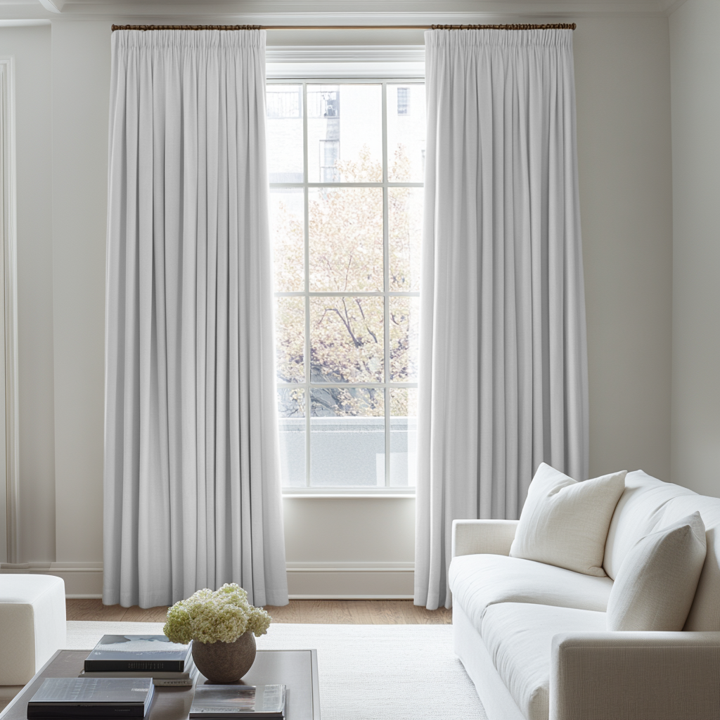 White Pencil Pleat Blackout Curtains