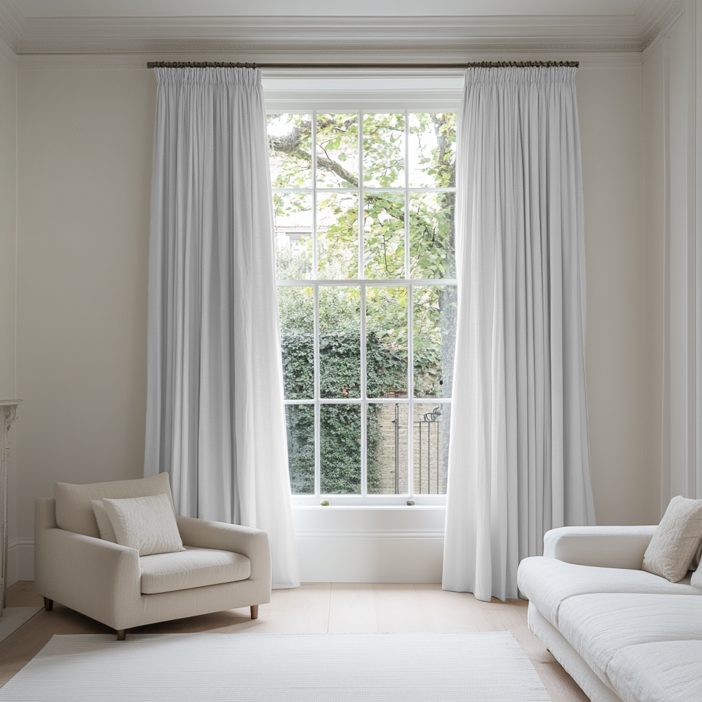 White Pencil Pleat Blackout Curtains