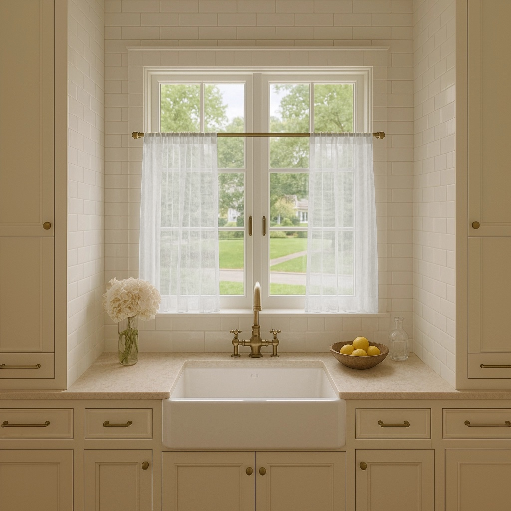 White Sheer Linen Cafe Curtains