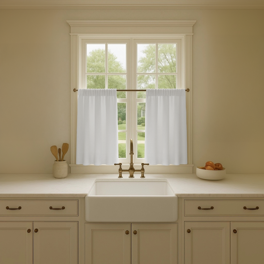 White Thermal Linen Cafe Curtains