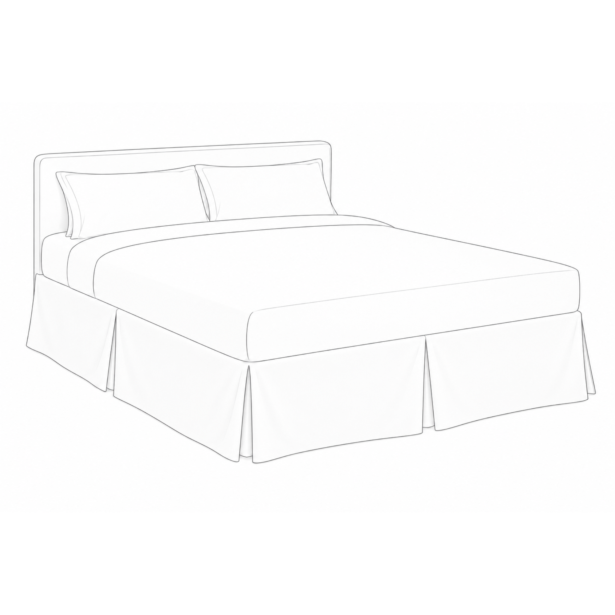 3 pleats on foot of the bed and one on every side