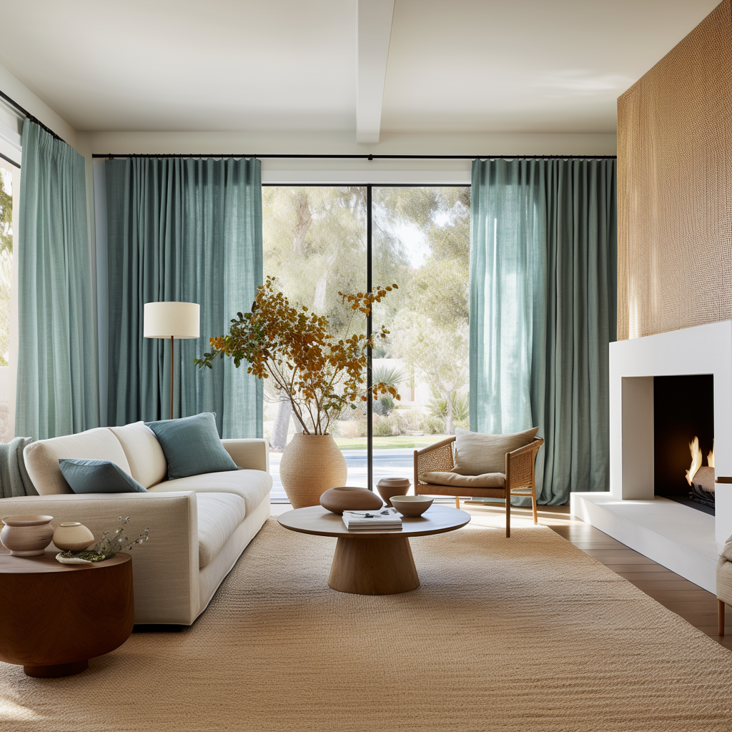 Aquamarine S-fold Linen Curtain Panel - Suitable for Rings and Hooks or Track