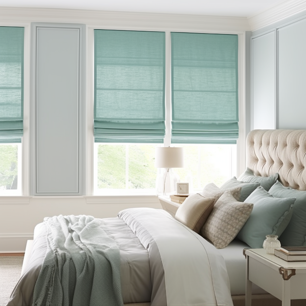 Aquamarine Cotton Roman Blinds