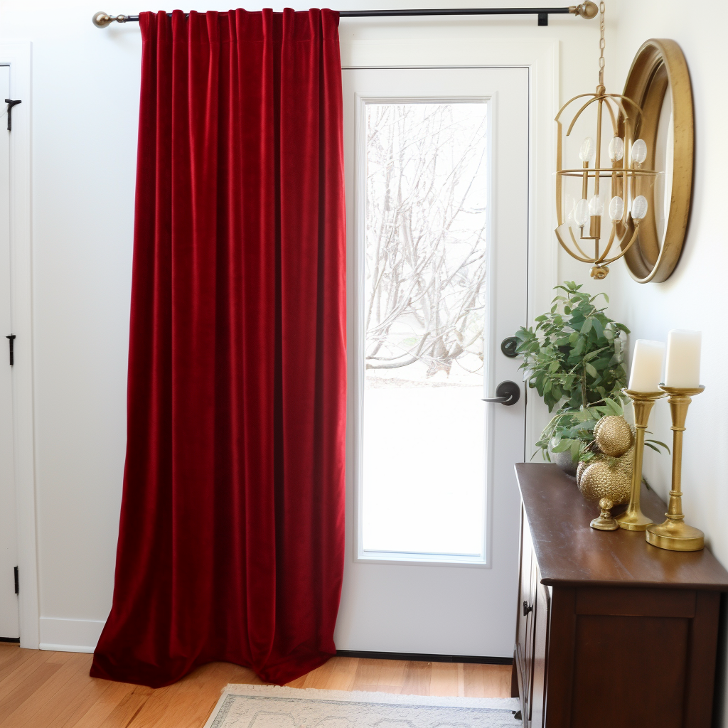 Back Tab Velvet Thermal Insulated Door Curtain