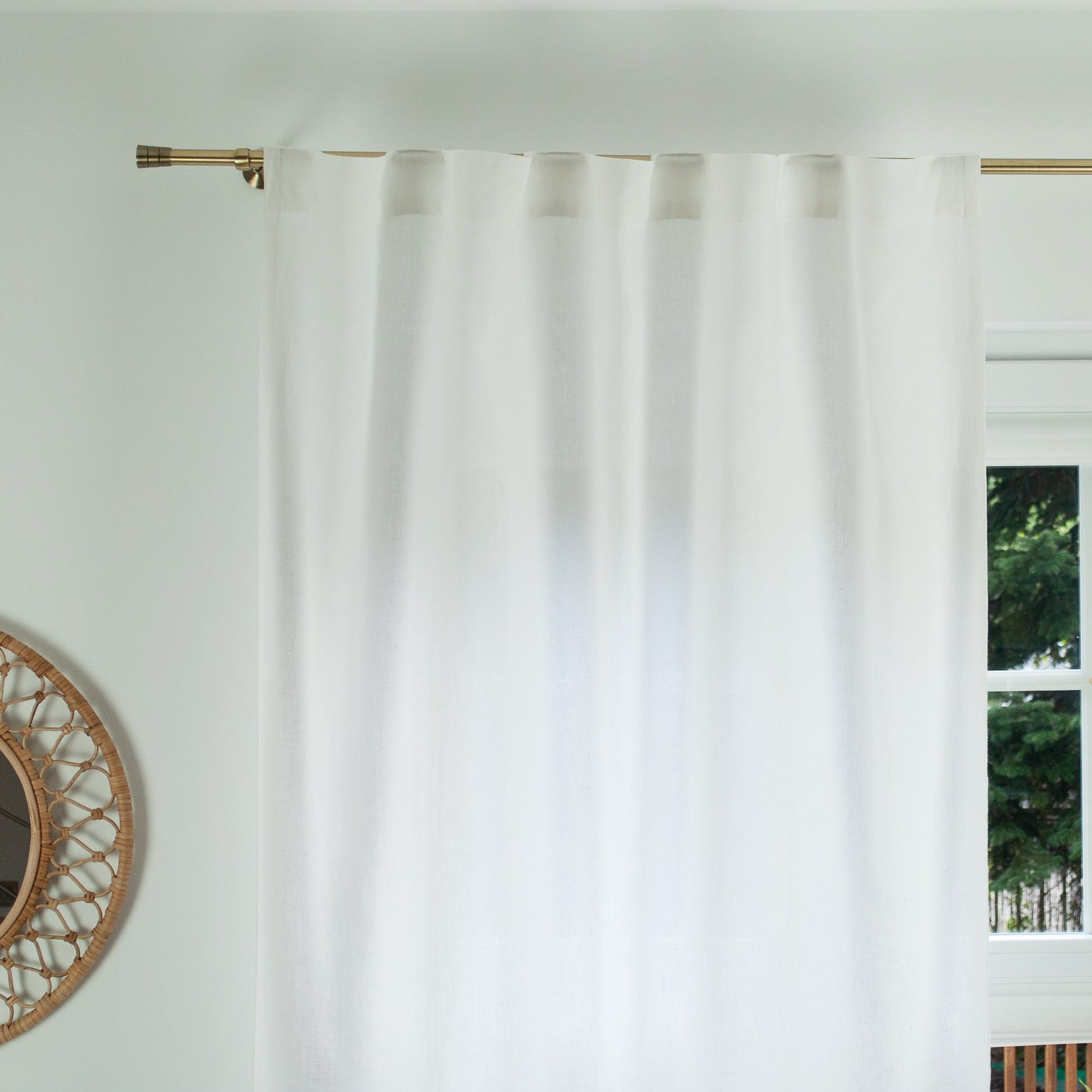 Linen Back Tab Curtain Panel, Color: White