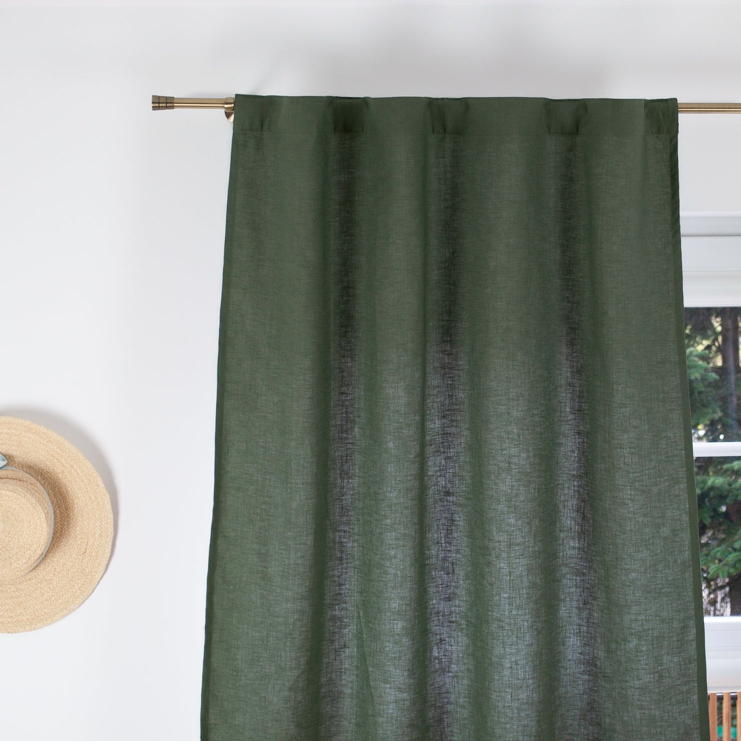 Linen Back Tab Curtain Panel, Color: Sage