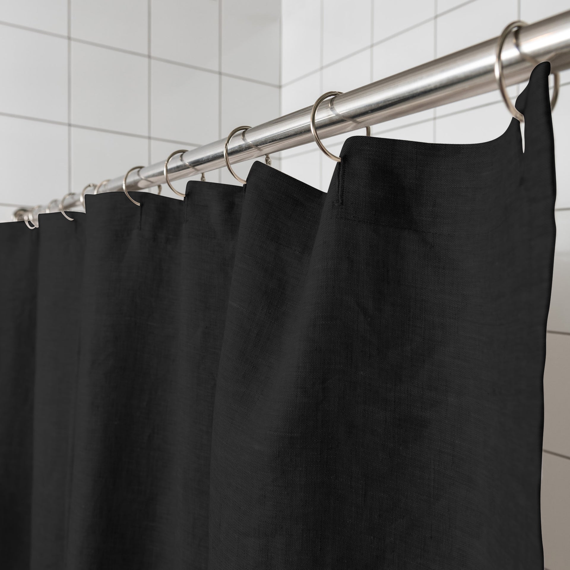 Linen Shower Curtain in Black Color