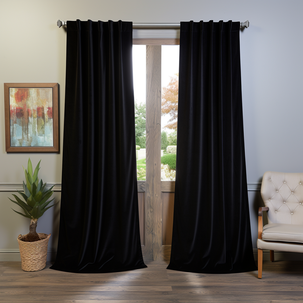 Black Velvet Back Tab Curtain