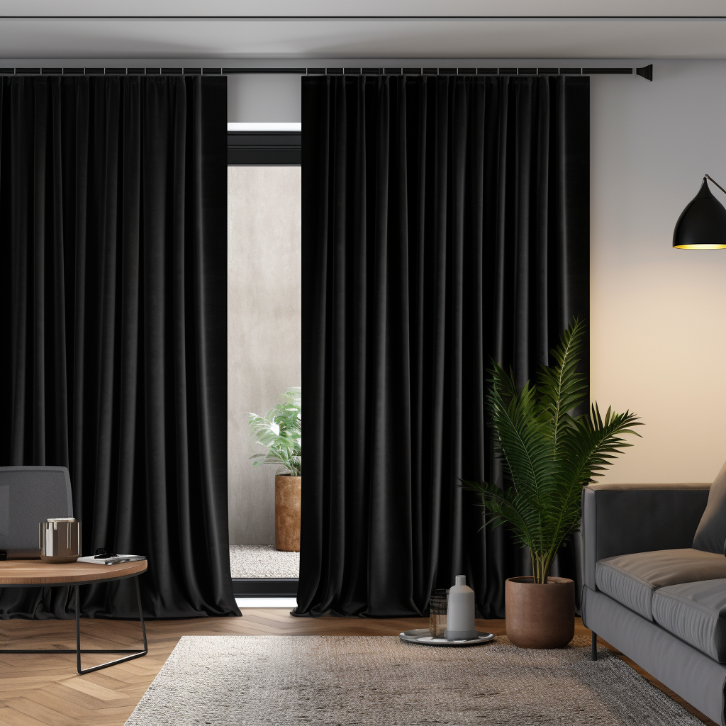 Black Velvet S-Fold Curtain