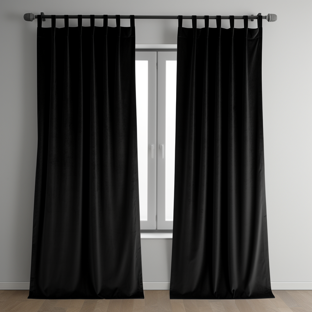 Black Velvet Tab Top Curtain
