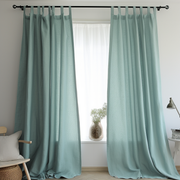 Blue Linen Tab Top Curtain Panel - Custom Width, Custom Length