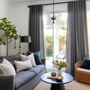 Charcoal Grey Linen Curtain with White Cotton Lining and Back Tabs - Custom Sizes & Colours