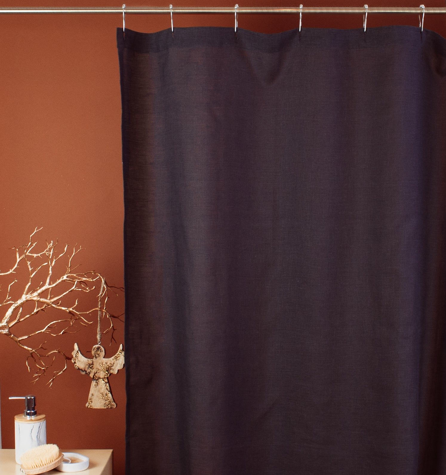 Linen Shower Curtain , Color: Charcoal