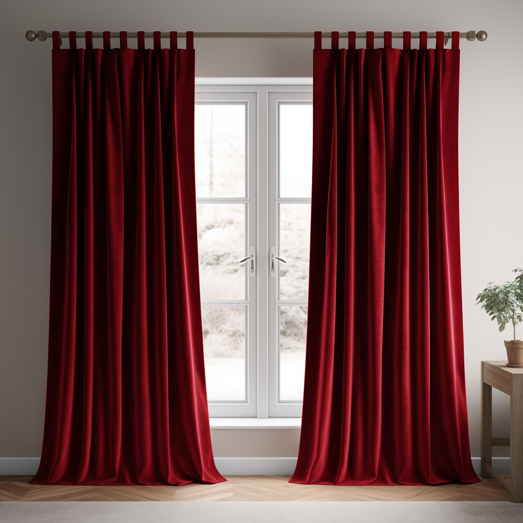 Classic Red Velvet Blackout Tab Top Curtain