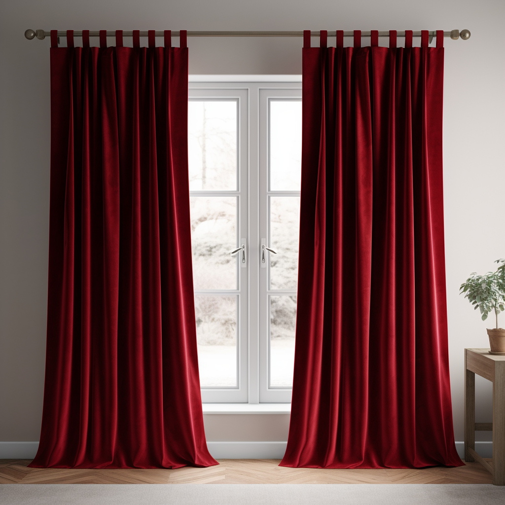 Classic Red Velvet Tab Top Curtain 