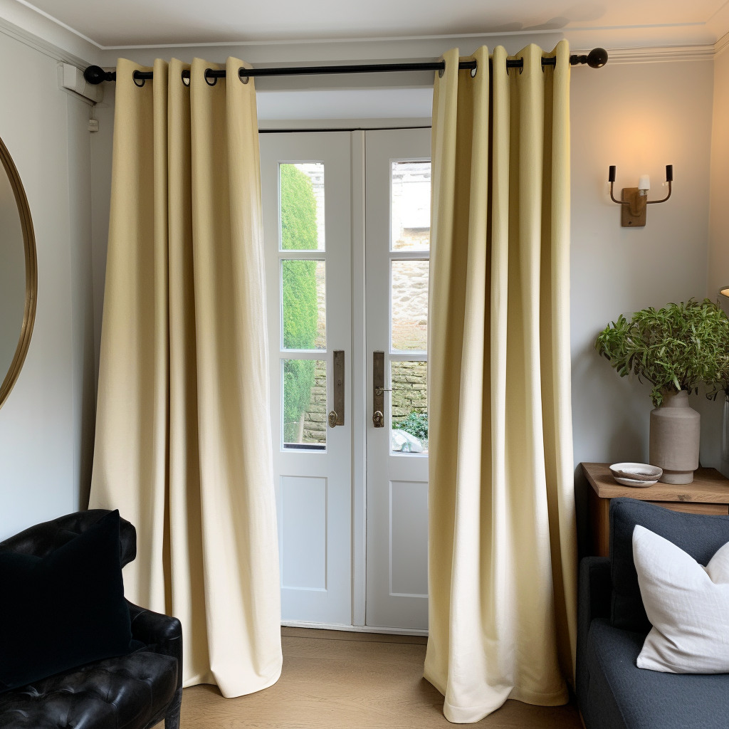 Cream Eyelet Thermal Door Curtain