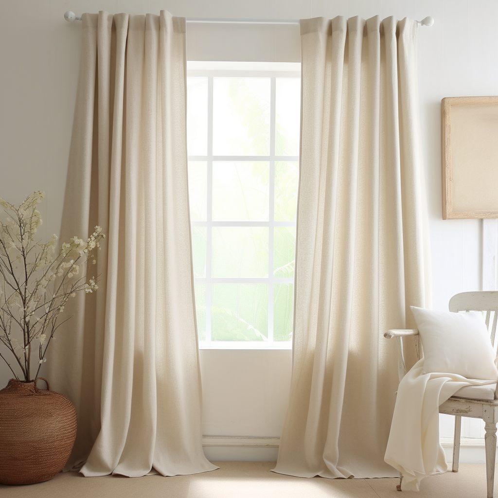 Cream Linen Back Tab Curtain Panel - Custom Sizes and Colours