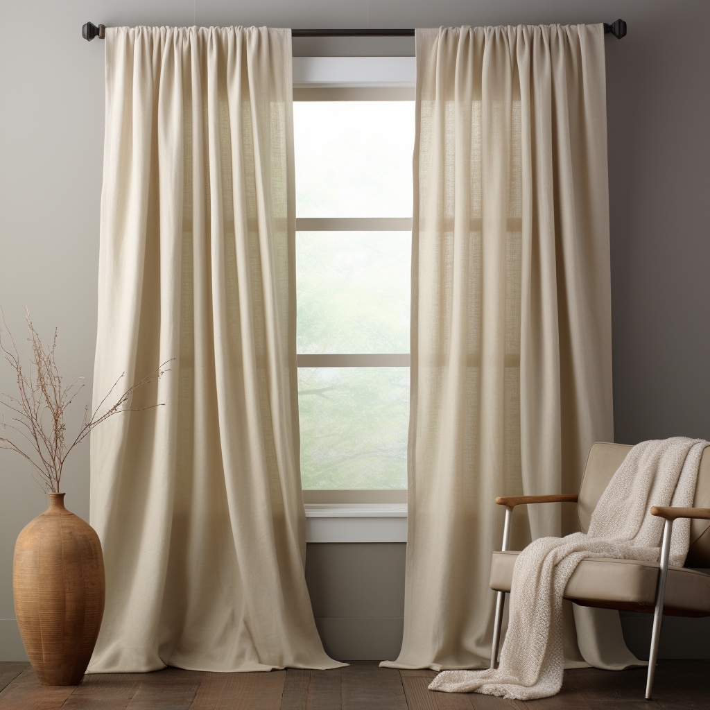 Cream Rod Pocket Linen Curtain Panel - Custom Width, Custom Length