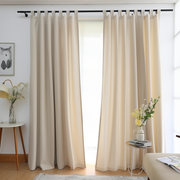 Cream Tab Top Linen Curtain with Cotton Lining - Privacy Linen Curtains with Custom Width and Length