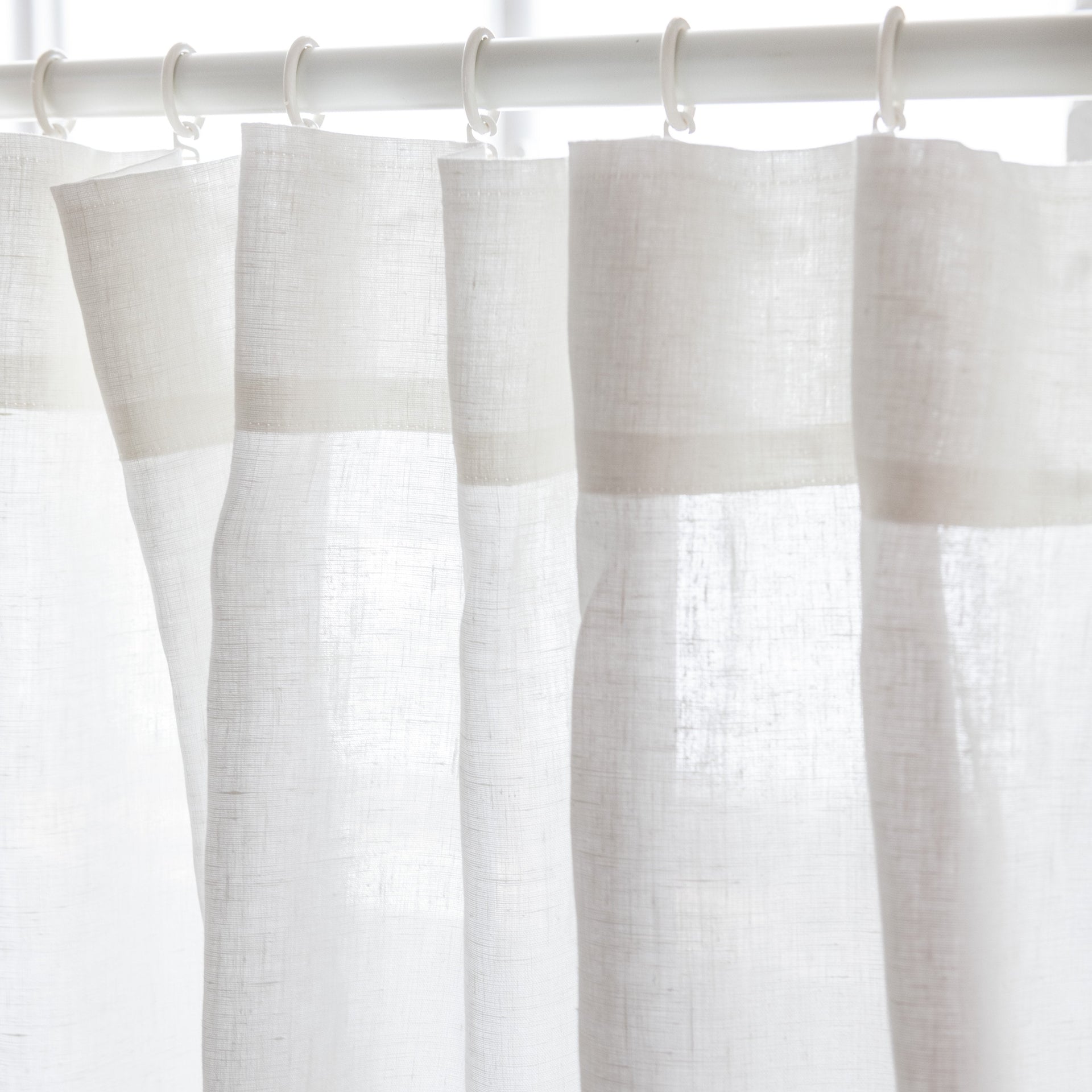 S-fold Linen Curtain Panel with Blackout Lining - Heading for Rings and Hooks - Linen Darkening Curtain