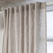 Linen Curtain with White Cotton Lining and Back Tabs - Privacy Linen Drapery Custom Width - Hidden Tabs 