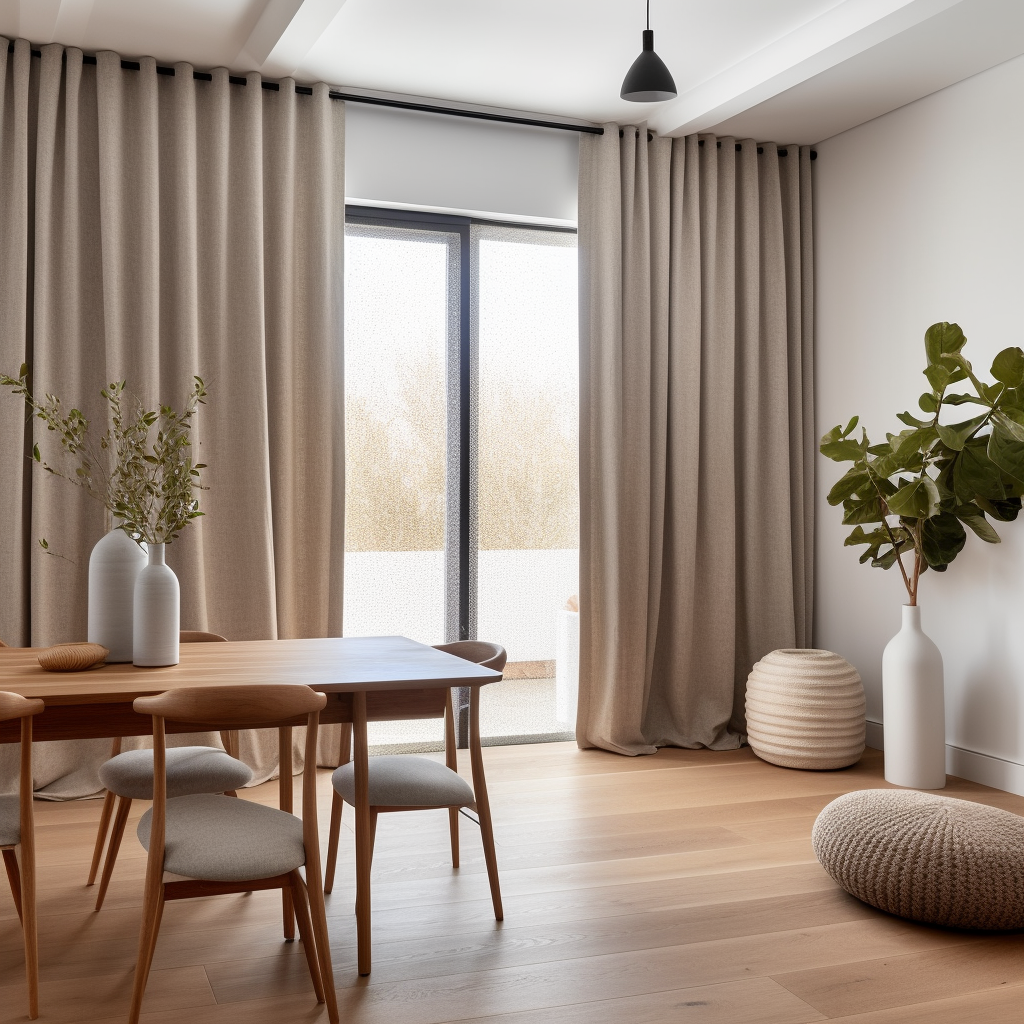 Dining Room Eyelet Linen Curtain with Blackout Lining - Custom sizes and colours - Grommet Top Drapes