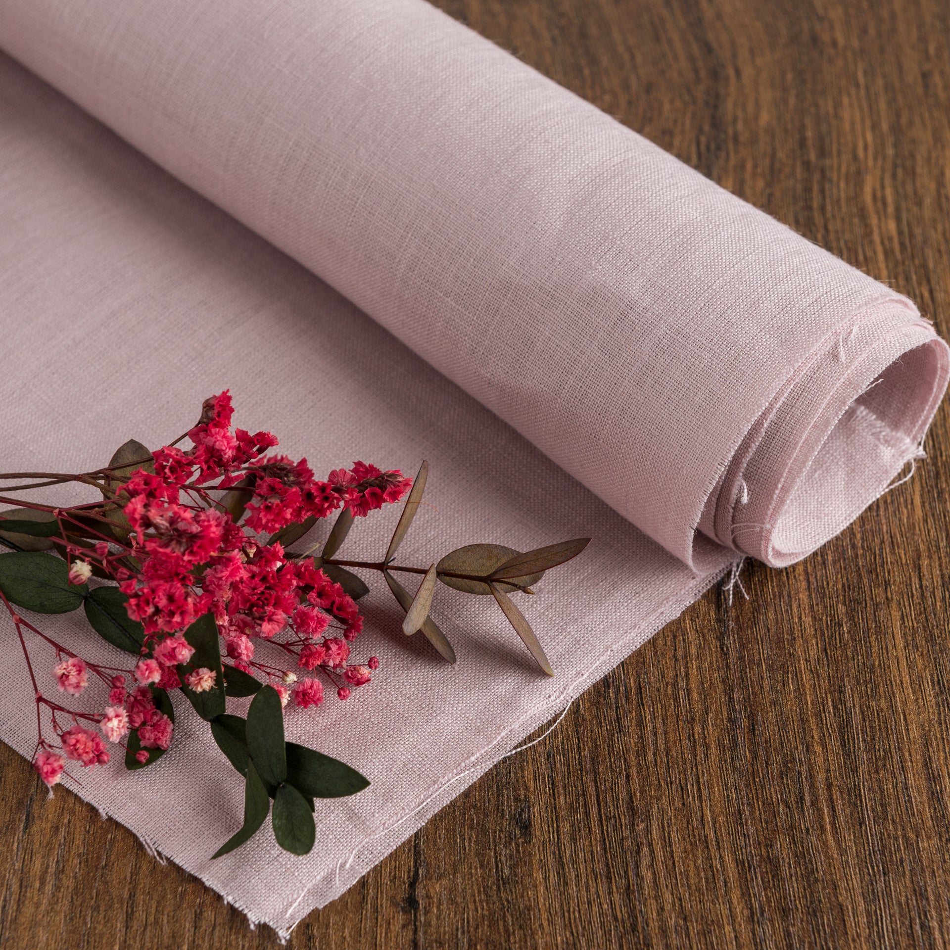 Dusty Pink Linen Fabric by the Meter - 100% French Natural - Width 133 cm, 267 cm