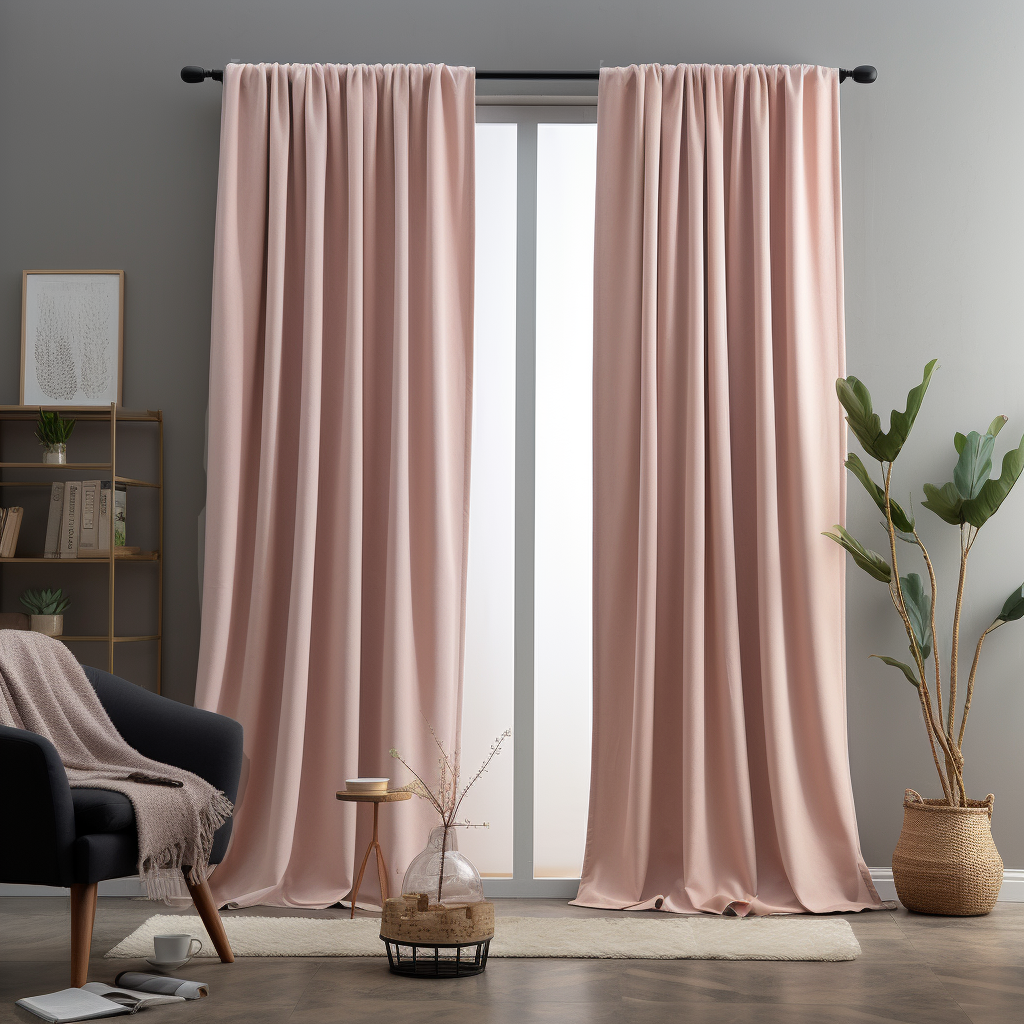 Dusty Pink Linen Pole Pocket Curtain with Blackout Lining - Custom Sizes & Colours