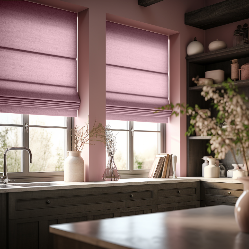 Dusty Rose Cotton Roman Blinds