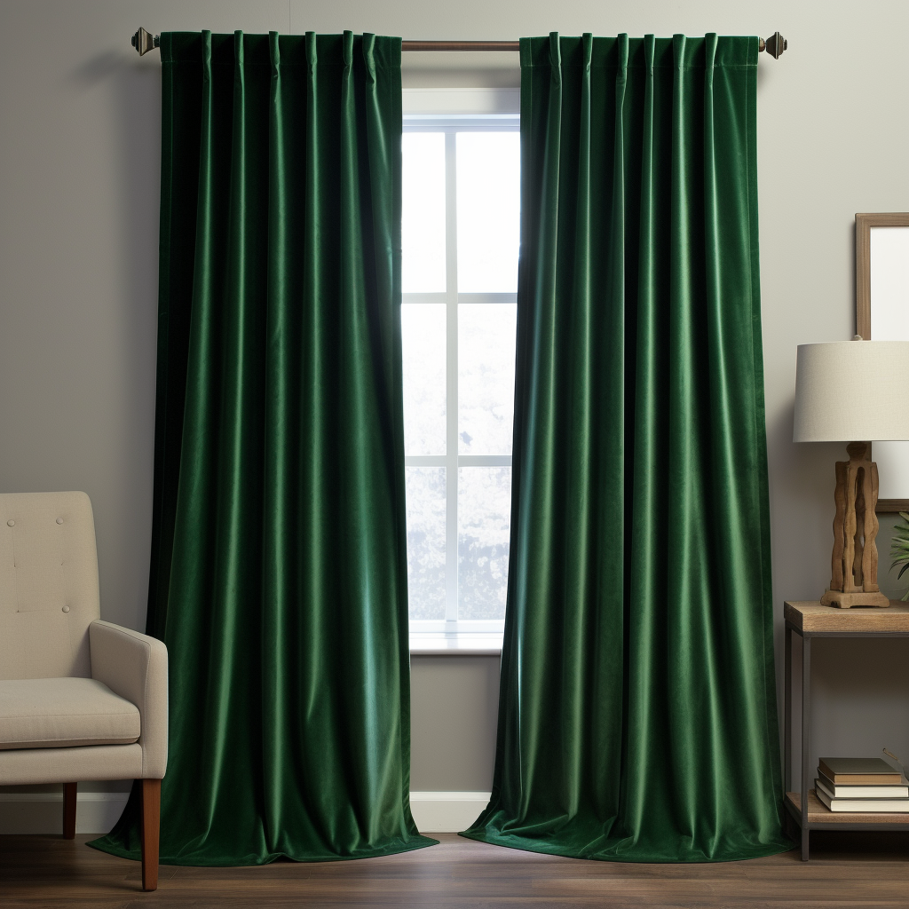 Emerald Green Velvet Blackout Back Tab Curtain