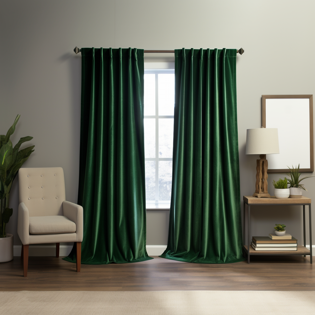 Emerald Green Velvet Back Tab Curtain