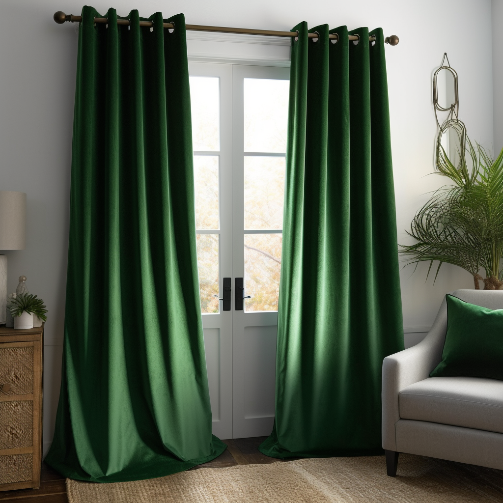 Emerald Green Velvet Eyelet Curtain
