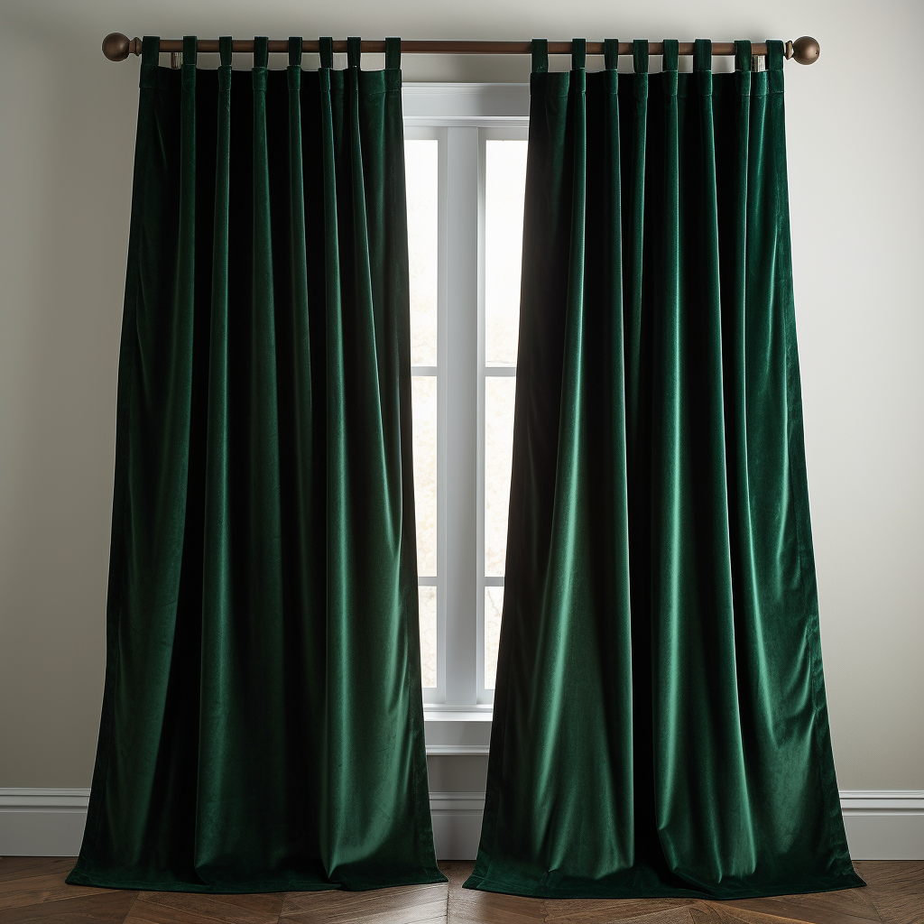 Emerald Green Velvet Blackout Tab Top Curtain
