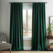 Emerald Green Velvet Rod Pocket Curtain