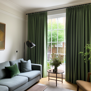 Forest Green Linen Blackout Double Pinch Pleat Curtain Panel - Custom Width and Length