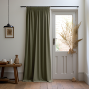 Pencil Pleat Thermal Door Curtain in Sage Green Colour