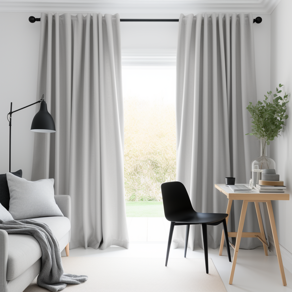 Grey Linen Curtain with White Cotton Lining and Back Tabs - Custom Sizes & Colours