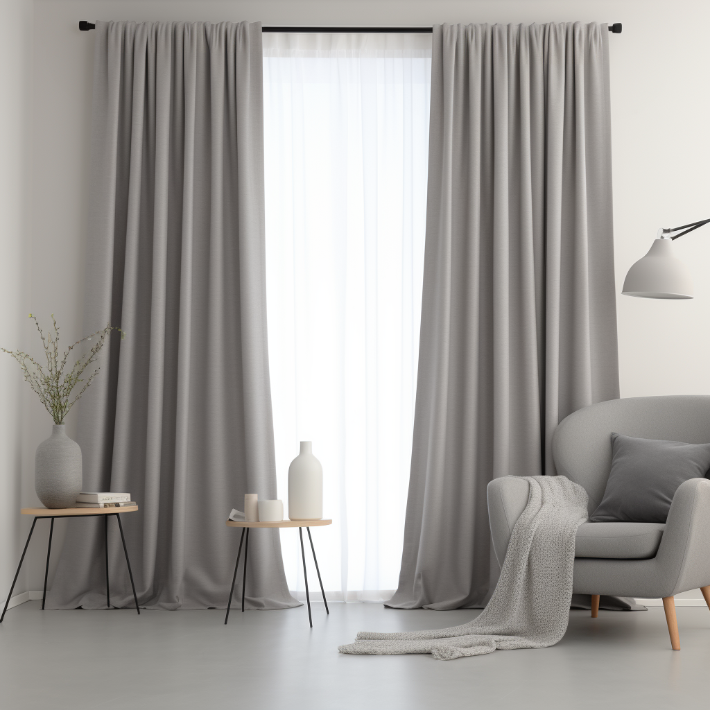 Grey Linen Curtain with White Cotton Lining and Rod Pocket - Custom Sizes & Colors