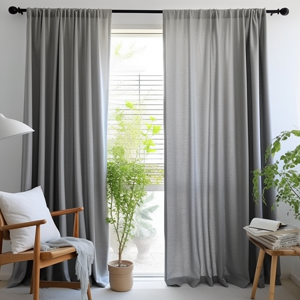 Grey Linen Rod Pocket Curtain Panel - Custom Sizes & Colours