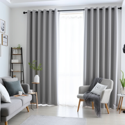 Grey Thermal Insulated Total Blackout Eyelet Linen Curtain - Custom Width and Length, Color: Stone Grey