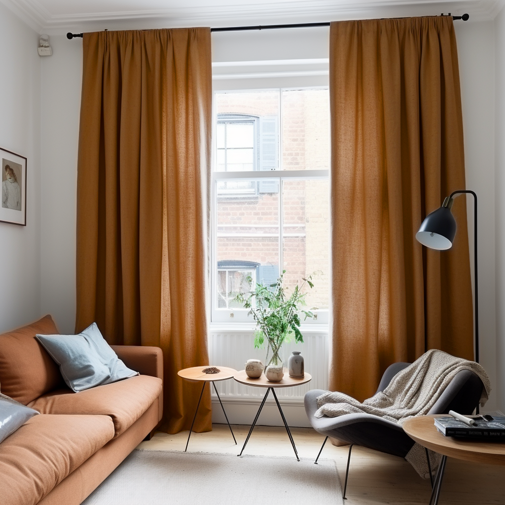 Heavy Clay Linen Curtain Panel - Custom Heading and Size, Heading: Rod Pocket