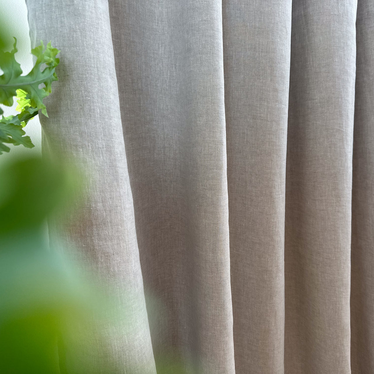 Double Pinch Pleat Linen Curtain with Cotton Lining - Heading for Rings and Hooks - Linen Window Curtain Panel with Privacy Lining