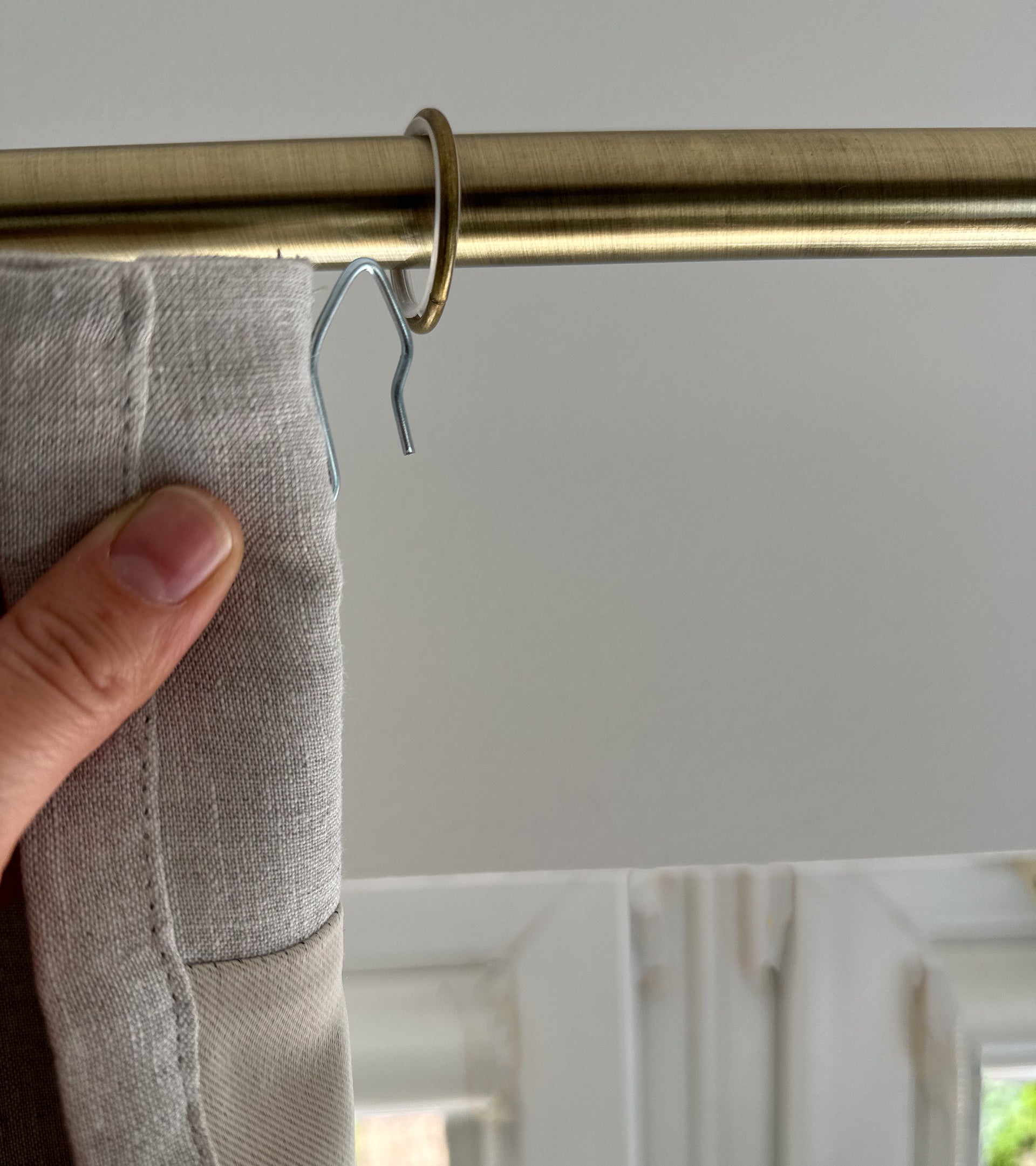 Double Pinch Pleat Linen Curtain Panel with Blackout Lining