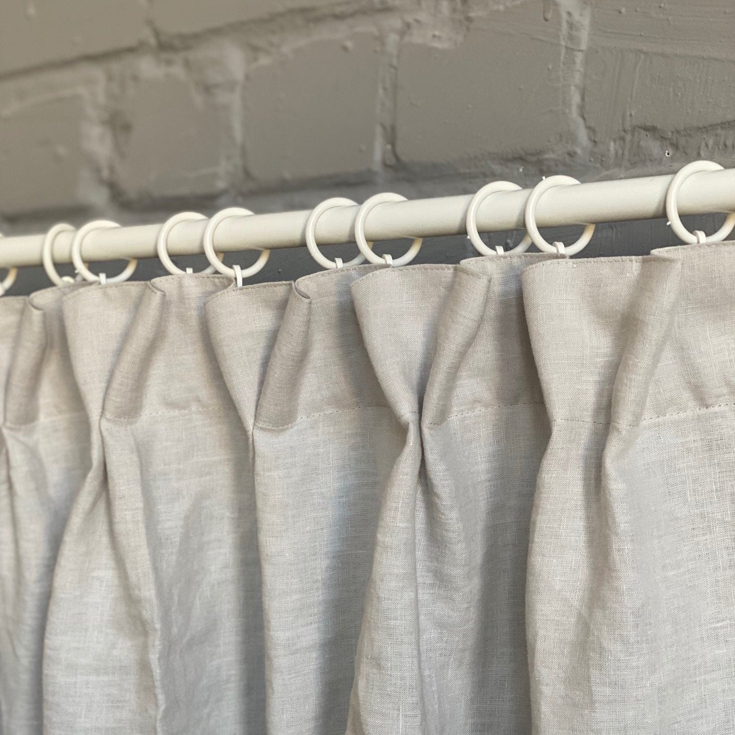 Dutch Pleat Linen Curtain Panel with Cotton Lining