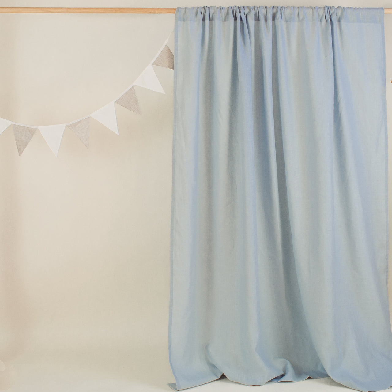 Light Blue Nursery Linen Curtain - Rod Pocket Linen Drapery - Available with Blackout Lining