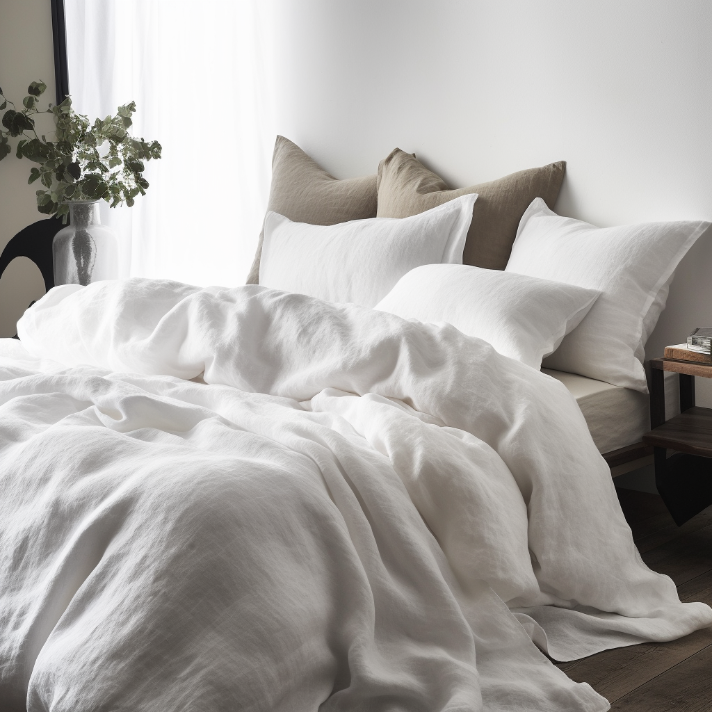 Luxury Belgian Linen Duvet Cover - Zipper or Buttons - King, Single, Double, Superking, Emperor Sizes, Color: White