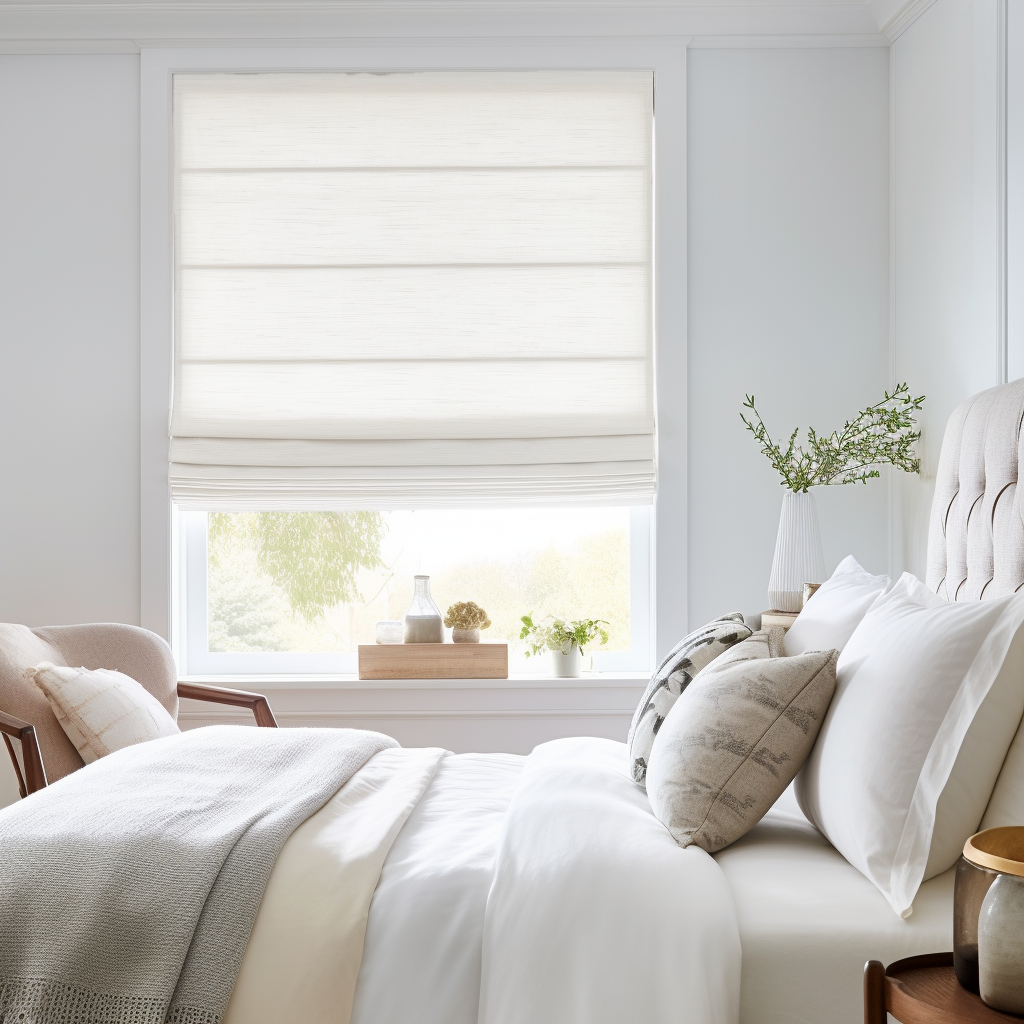 Off-White Blackout Linen Roman Blinds