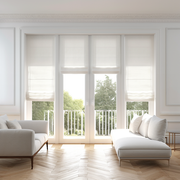 Off-White French Door Roman Blinds